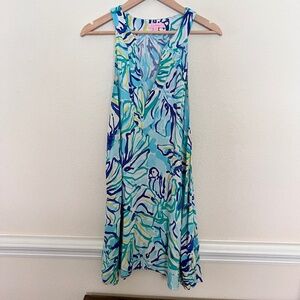 Lilly Pulitzer Achelle Pool Blue Stay Cool Print Flowy Swing Dress